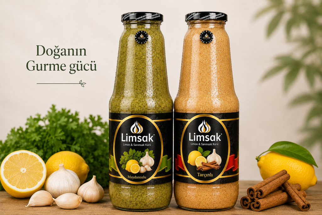 🌿 LİMSAK® Gurme Karışıkları | Maydanozlu & Tarçınlı Fermente Limon Sarımsak Kürü 1+1 LT