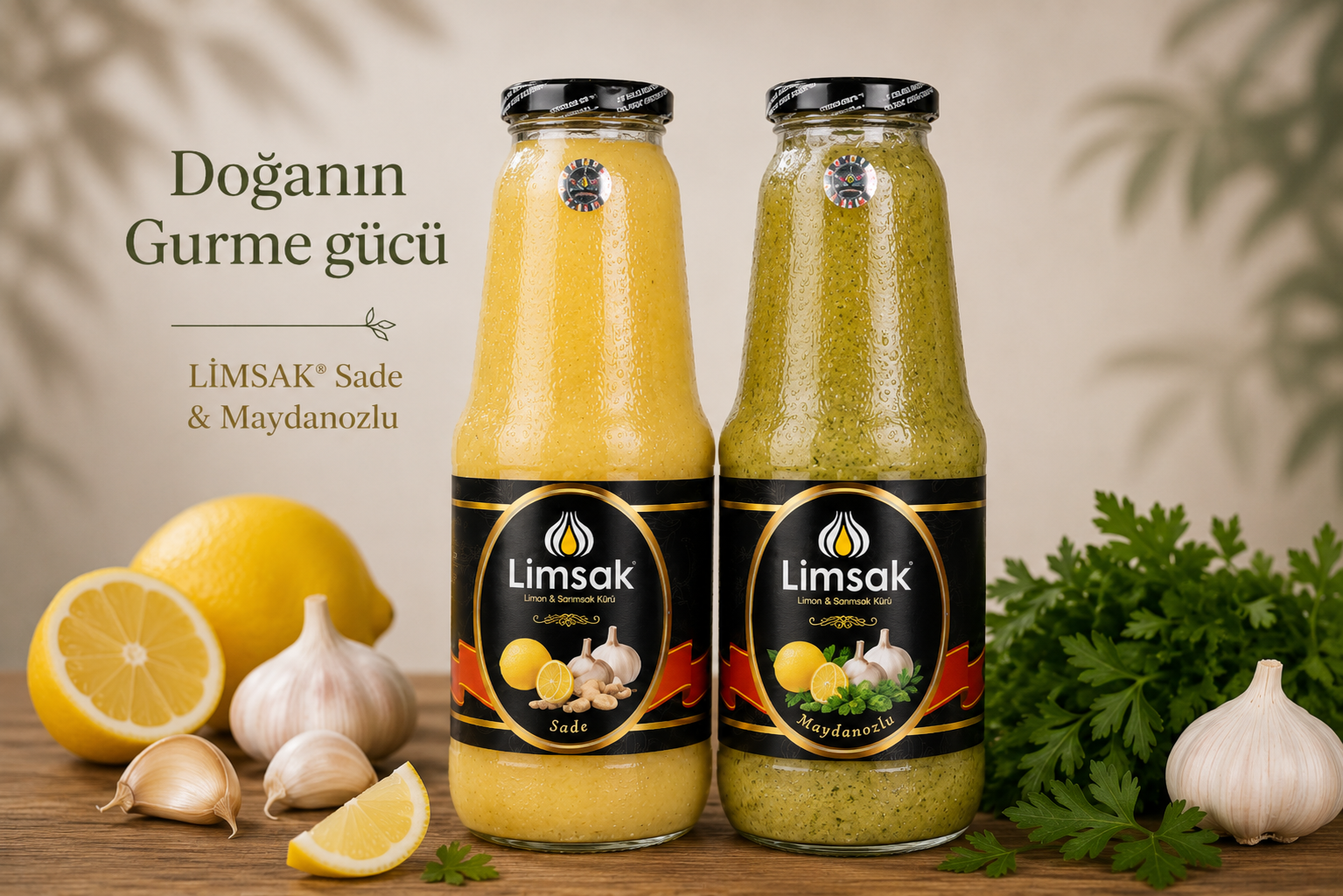 🌿 LİMSAK® Gurme Karışımları | Sade & Maydonozlu Fermente Limon Sarımsak Kürü | 1+1 LT